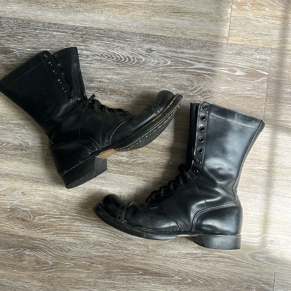 Corcoran vintage red tag USA Black Leather Military Jump combat Boots Size 8.5 D